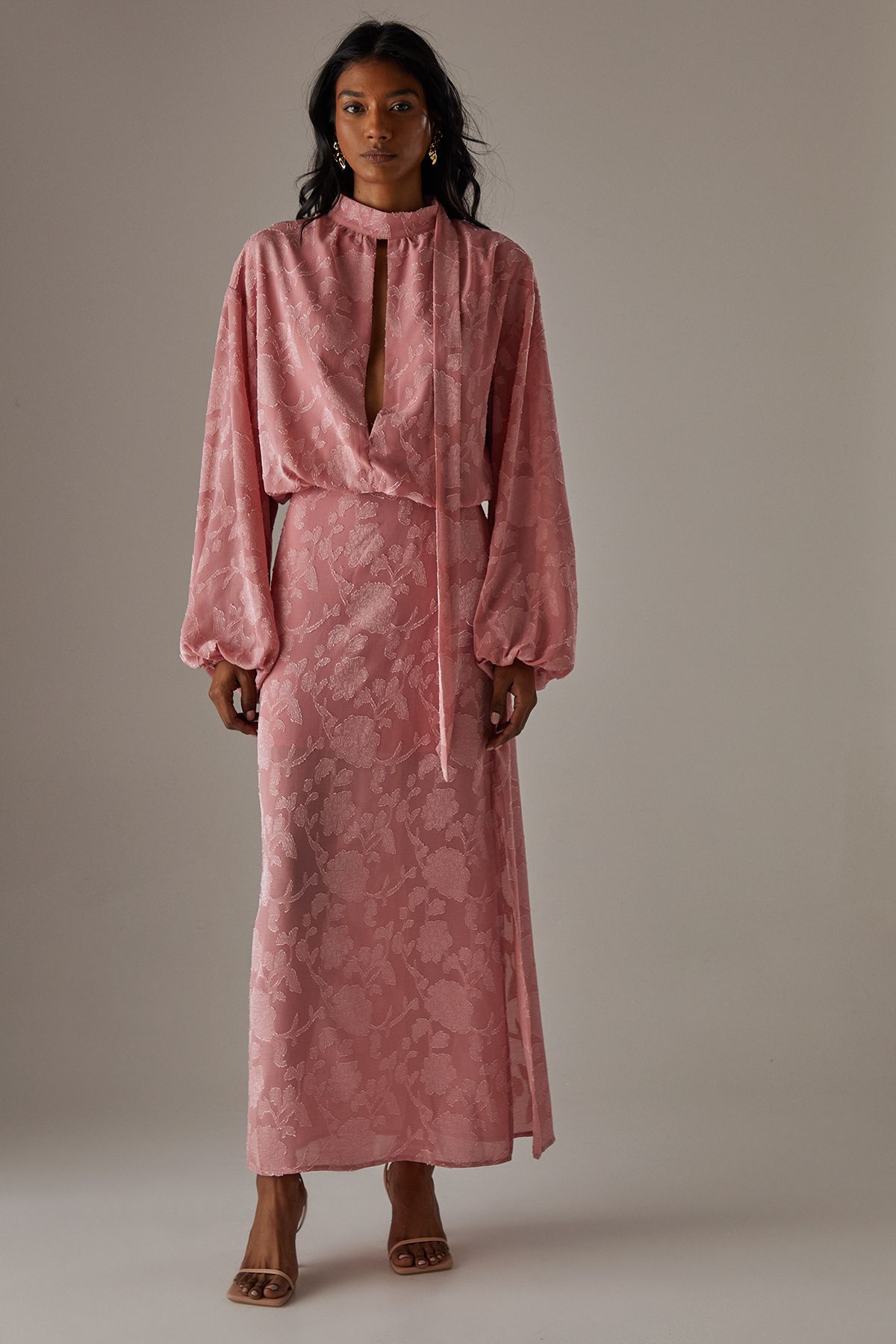 Warehouse Chiffon Jacquard Bias Maxi Skirt