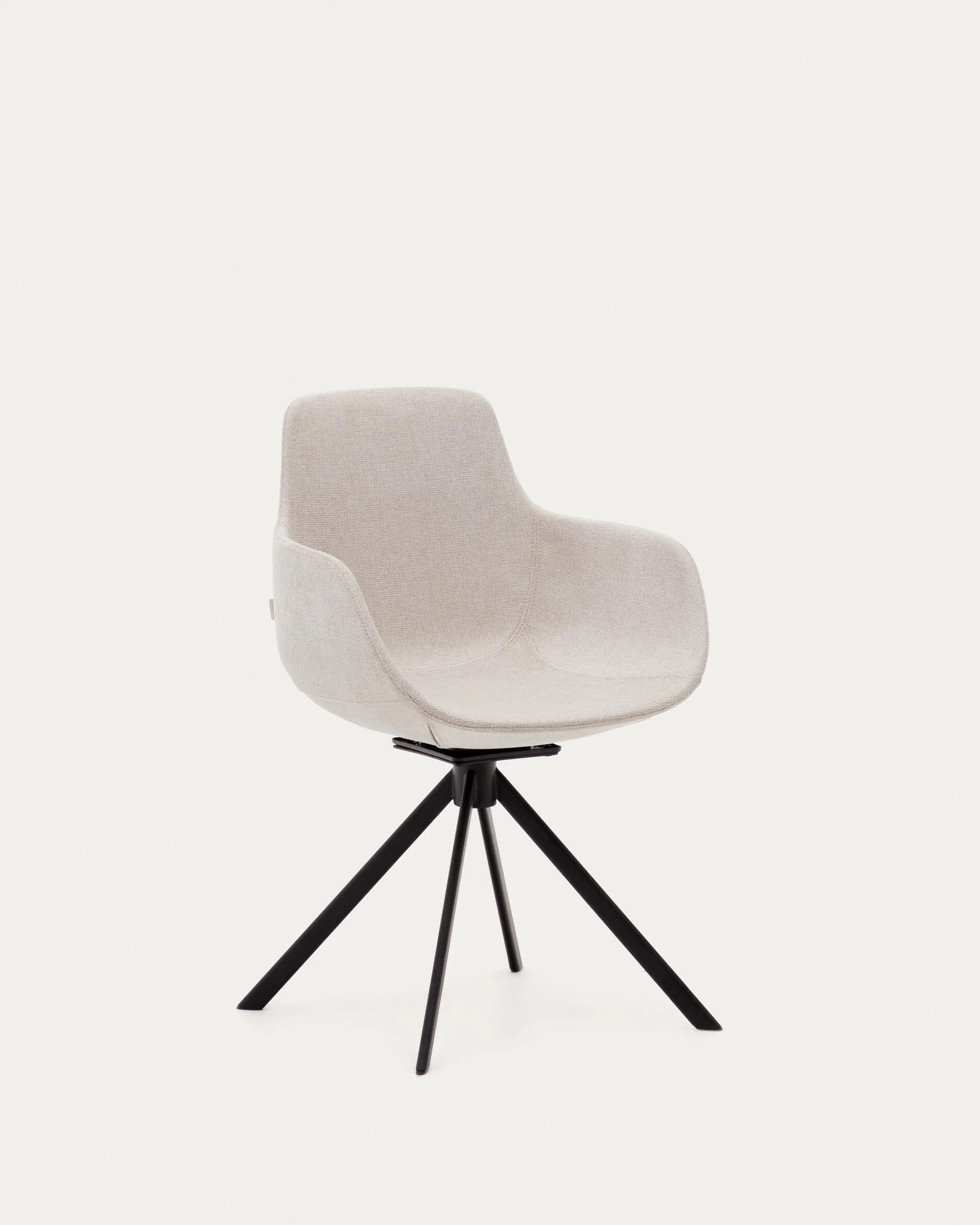 Tissiana self-centring swivel chair in beige chenille and matte black aluminium