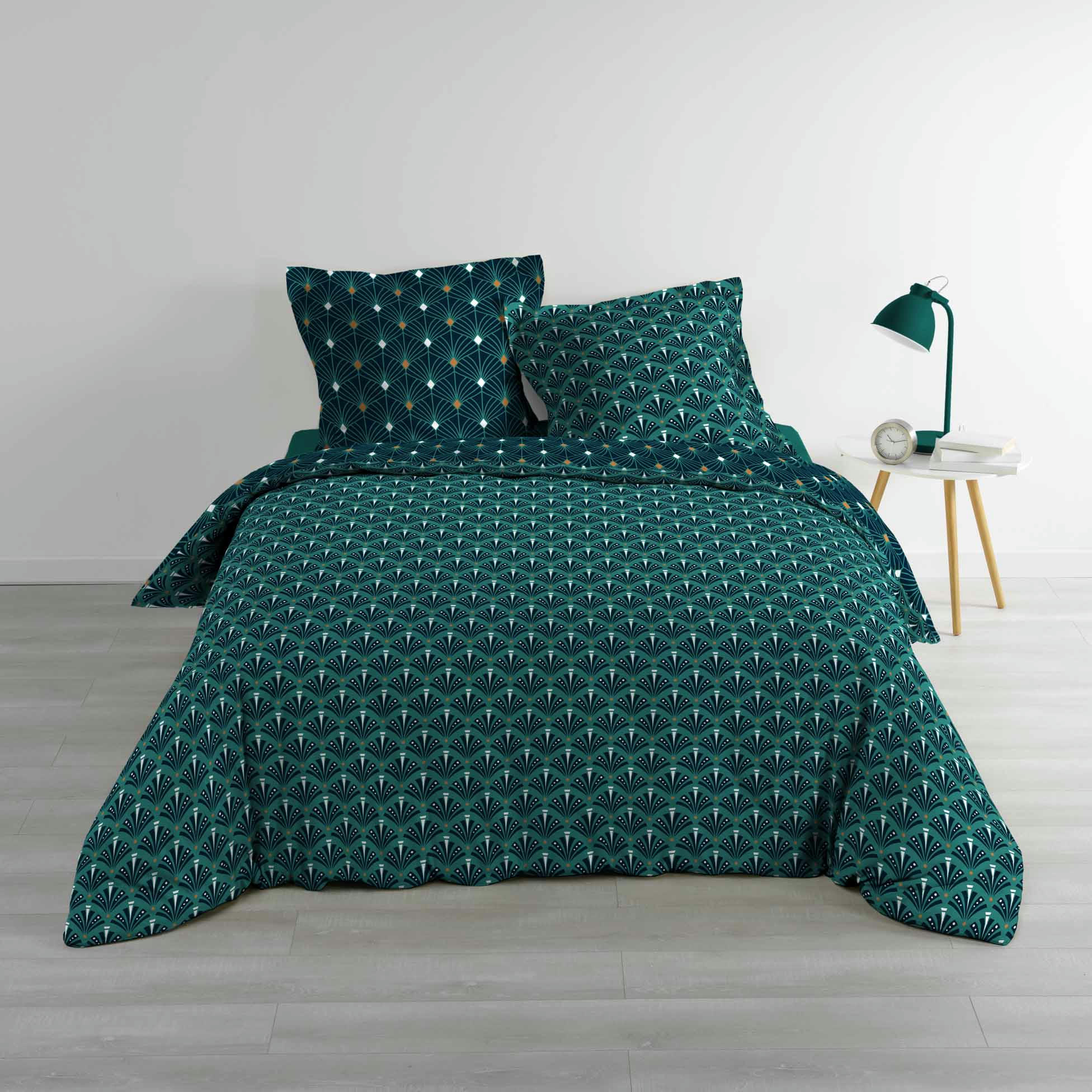 MELOE - Parure de couette 100% coton 57 fils imprimée 240x220 2 taies