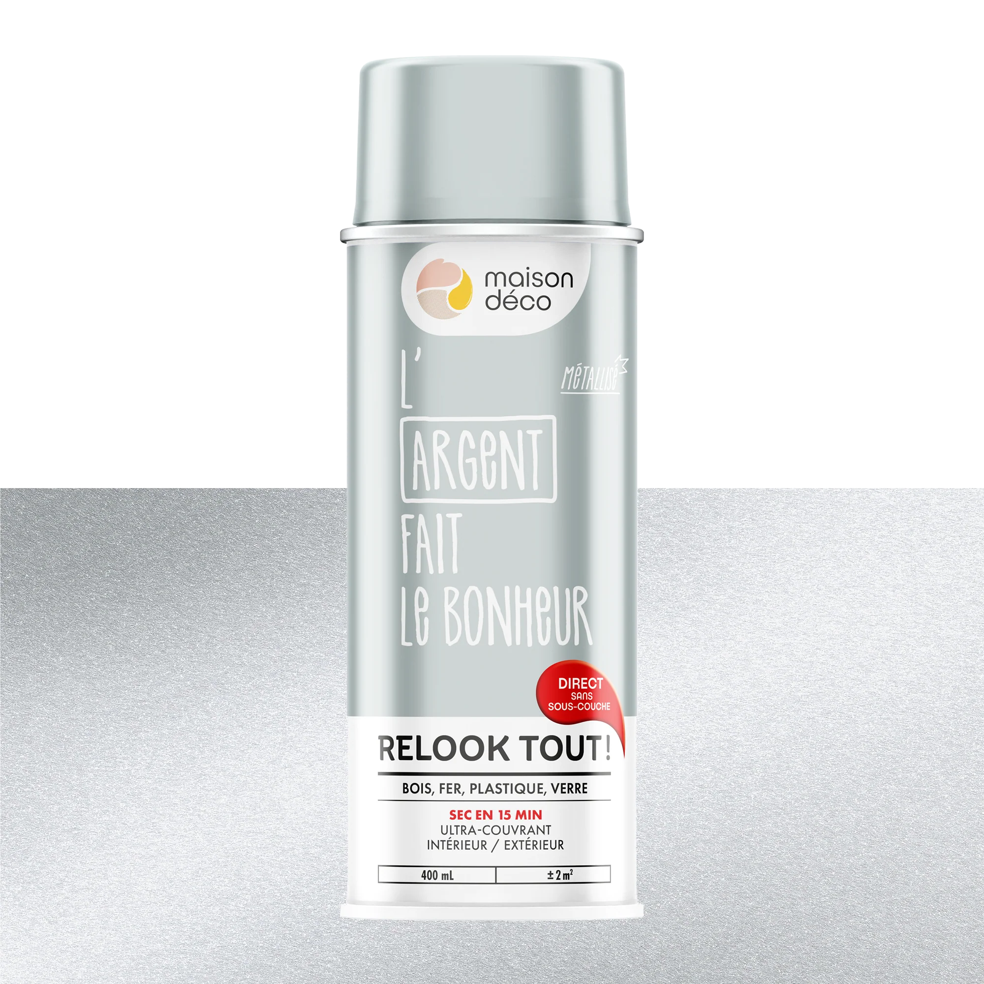 Relook tout aérosol Peinture Bombe de peinture argent Brillant 0,4 L