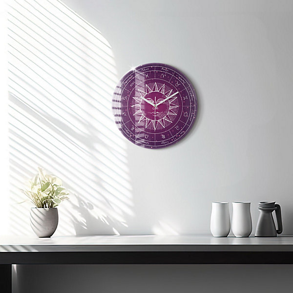 Horloge murale Wallfluent fi30 cm Aiguilles blanches Constellations zodiacales 1 pcs