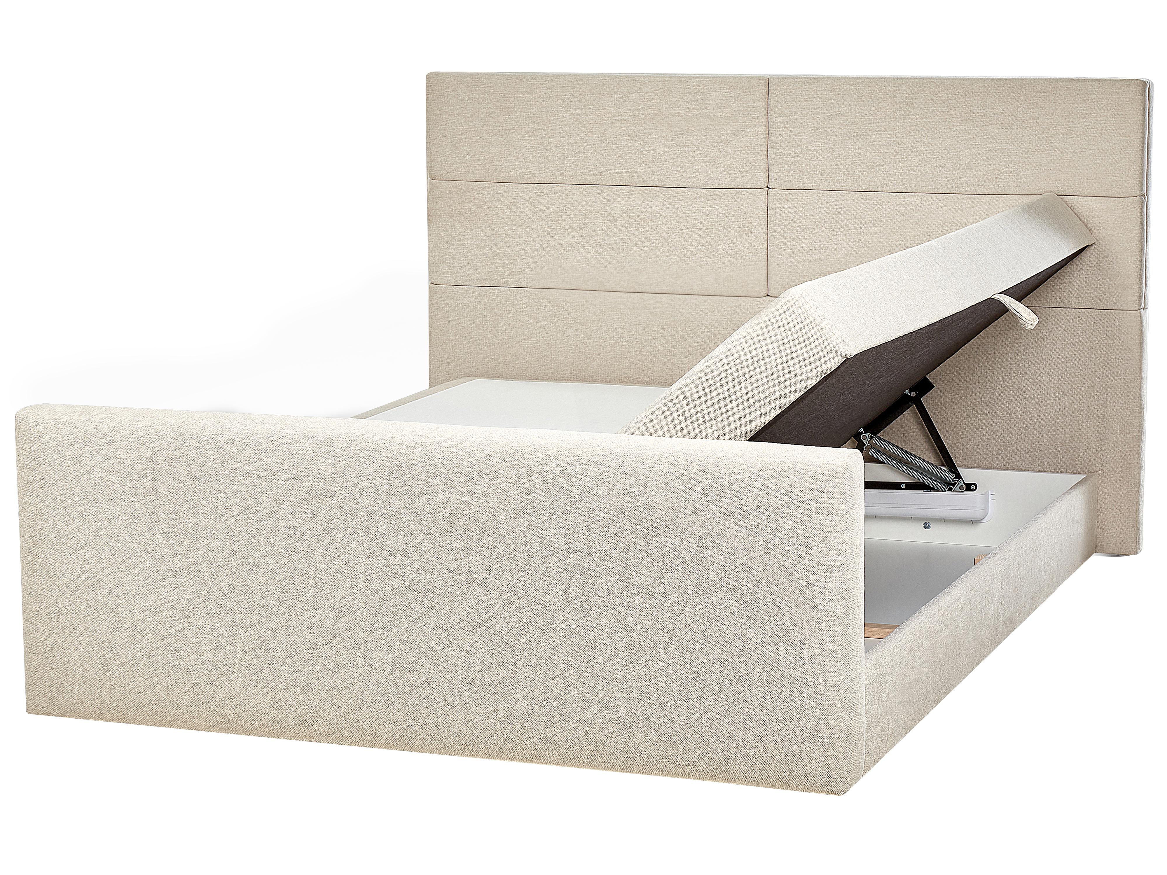 Divan Bed with Storage Fabric ARISTOCRAT 160 x 200 cm (EU King Size) Light Beige