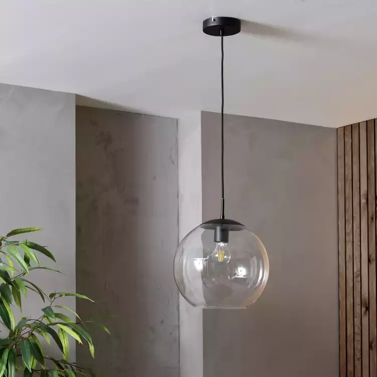 Habitat Coleman Metal Pendant Light - Matte Black