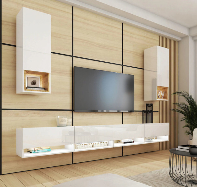 Meblościanka biała połysk 280 cm PREMIUM