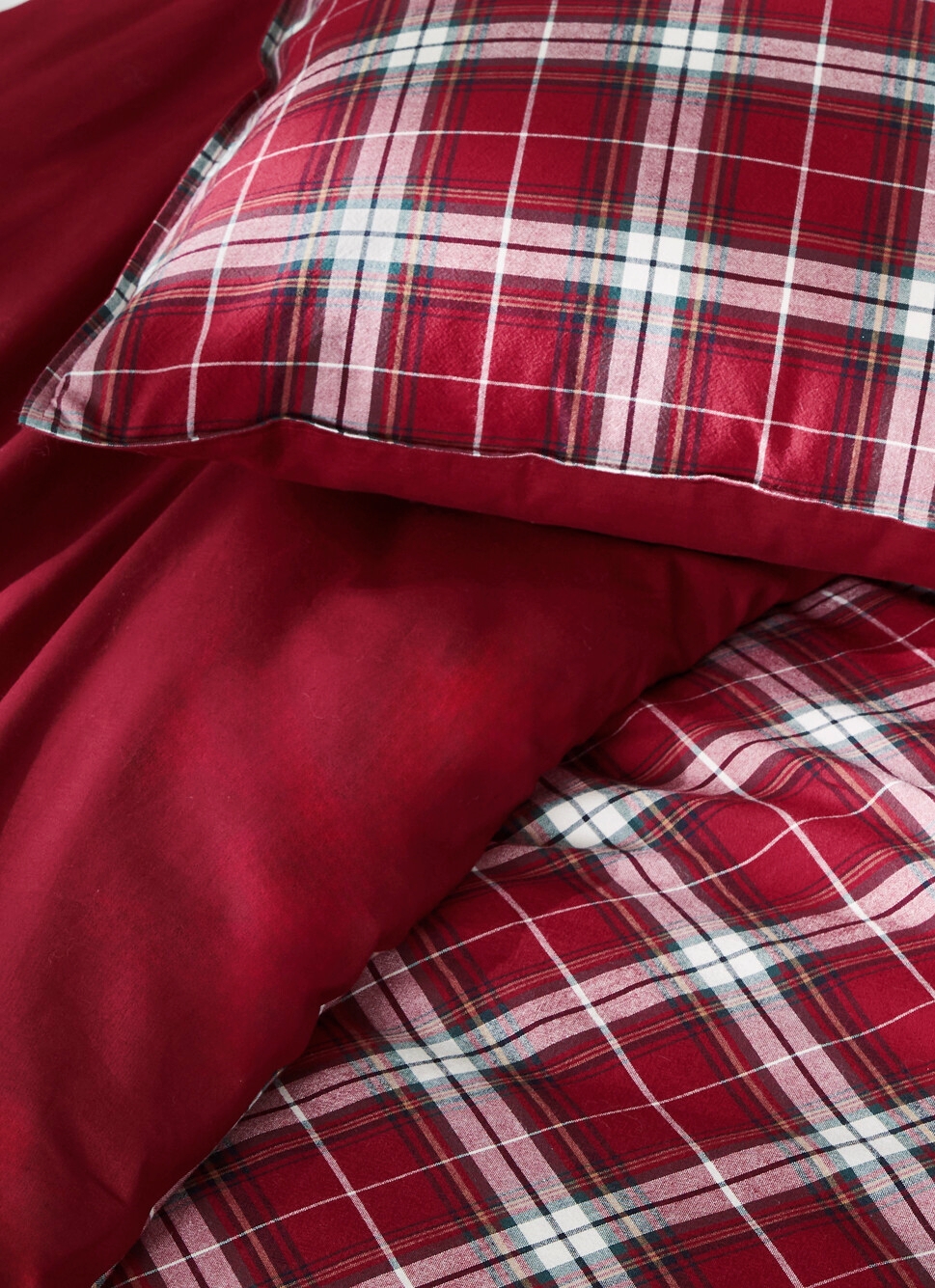 LOT DE 2 TAIES à CARREAUX TISSÉ TEINT TORQUHIL ROUGE