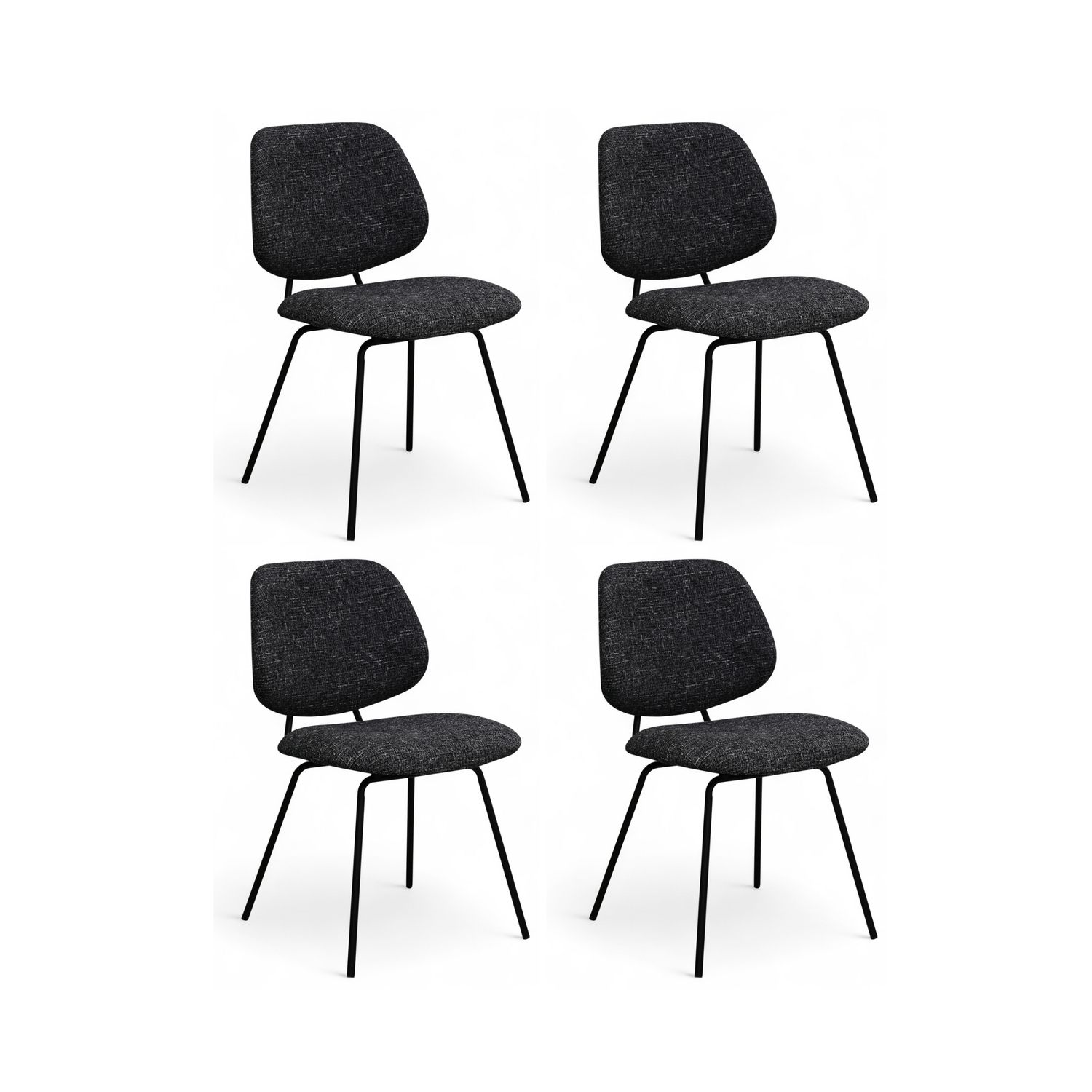 Furnhouse eetkamerstoel Sofia - Zwart - Stof (Bouclé) - Set van 4