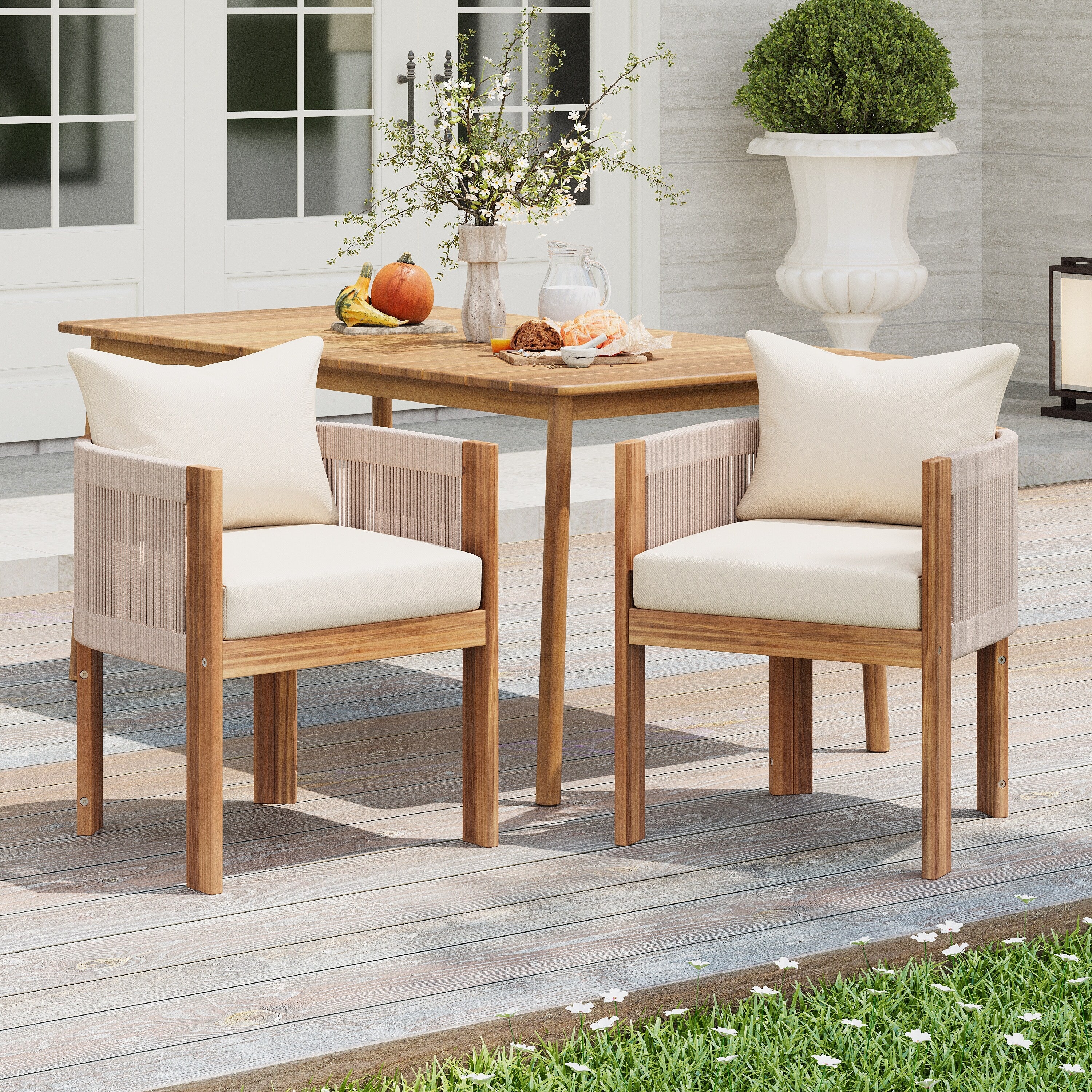 Christopher Knight Home- Alex Patio Acacia Wood Dining Chairs (Set of 2)
