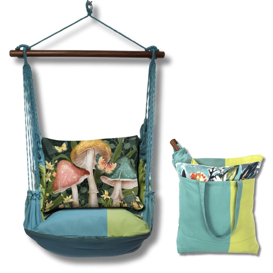 Magnolia Casual Swing Set 4 piece - Meadow Mist Stripe w/ Mushroom Trio