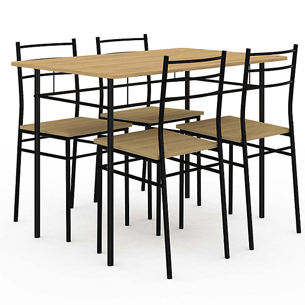 Ensemble table ANGIE 4 personnes   4 chaises bois et métal noir