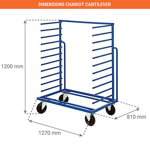 Chariot cantilever simple face 2 montants - charge max 200kg - FAPN13D1N