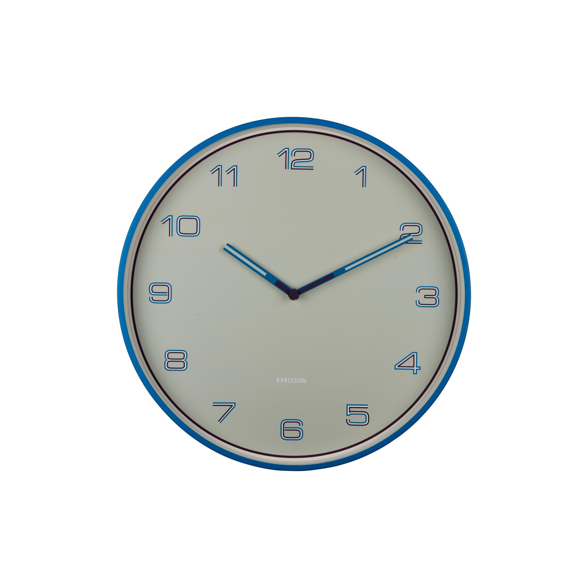 Karlsson wandklok Lined Numbers - blauw - Ø40cm