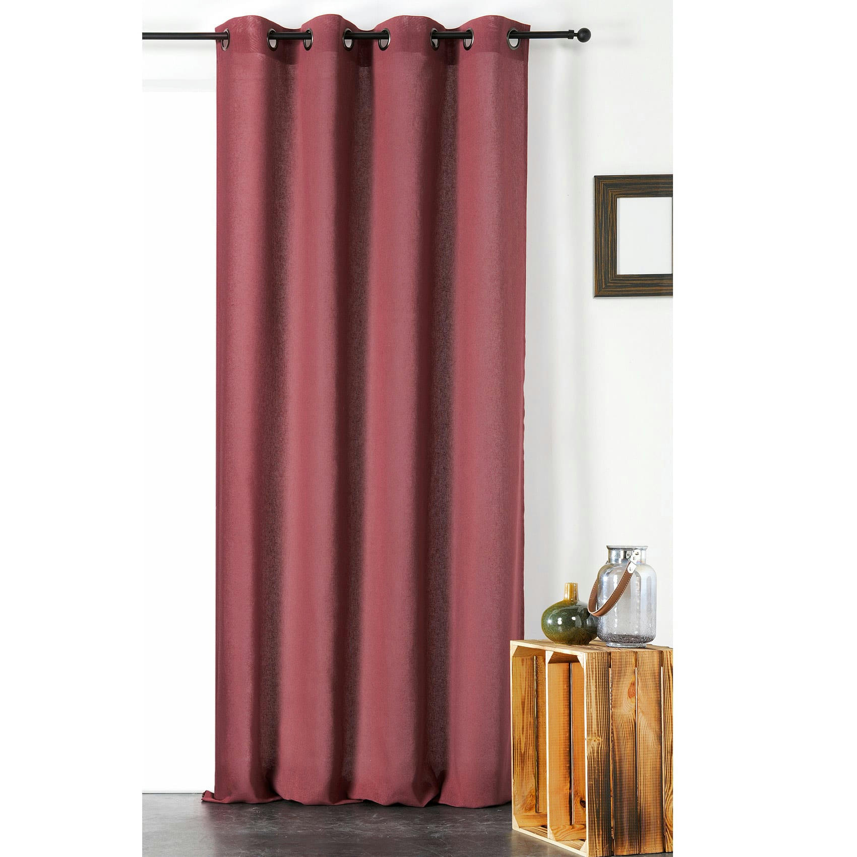 - Voilage uni melisse coton bordeaux 140x240 cm