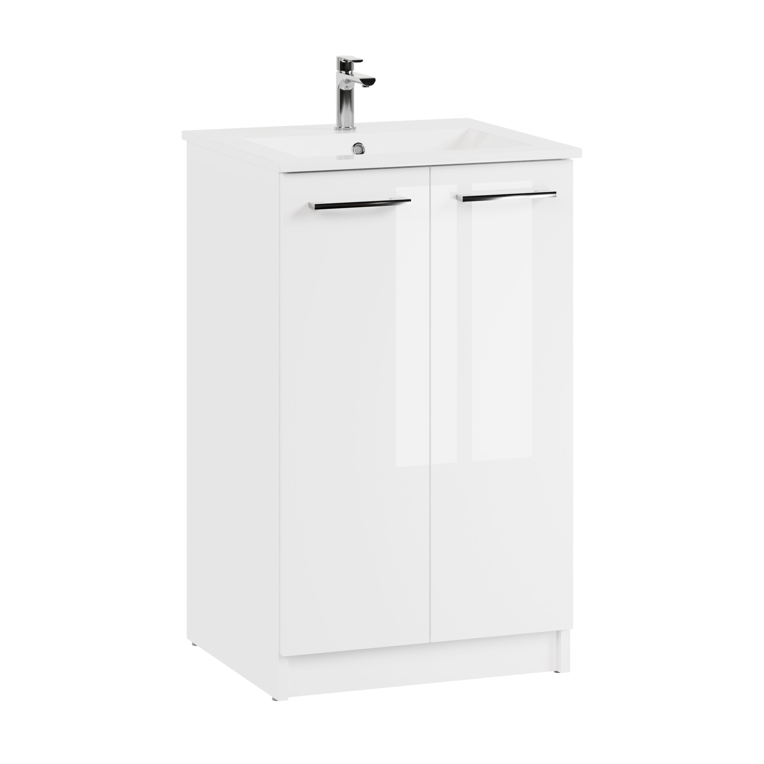 Biały Zestaw do Łazienki 50x47cm Szafka z Umywalką 2 Drzwi Neo
