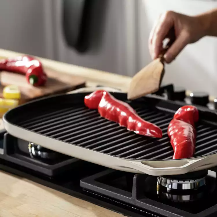 Habitat 38cm Large Cast Iron Grill Pan - Cream