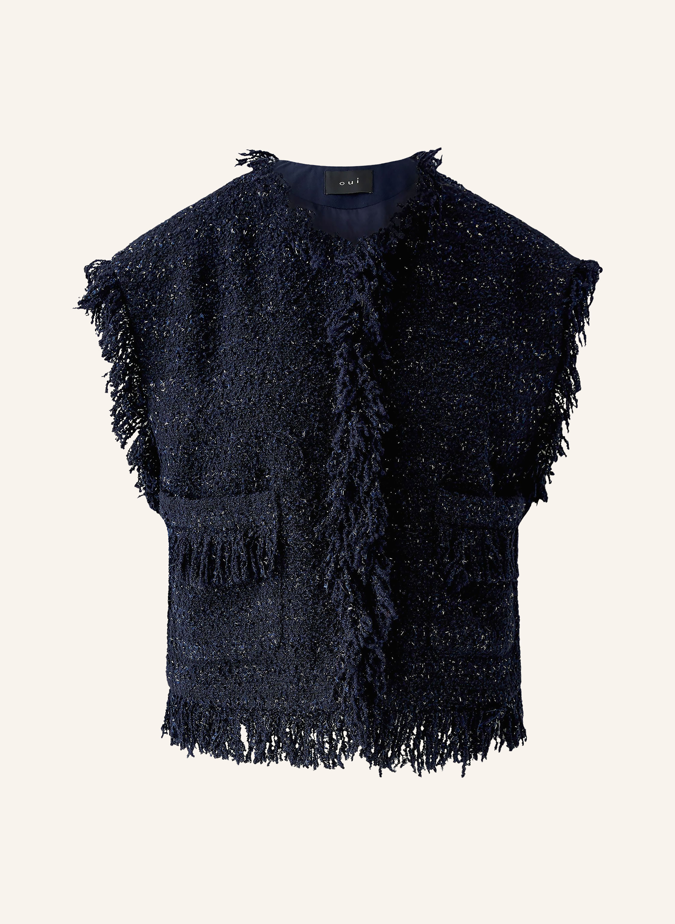 Oui Bouclé-Weste mit Glitzergarn