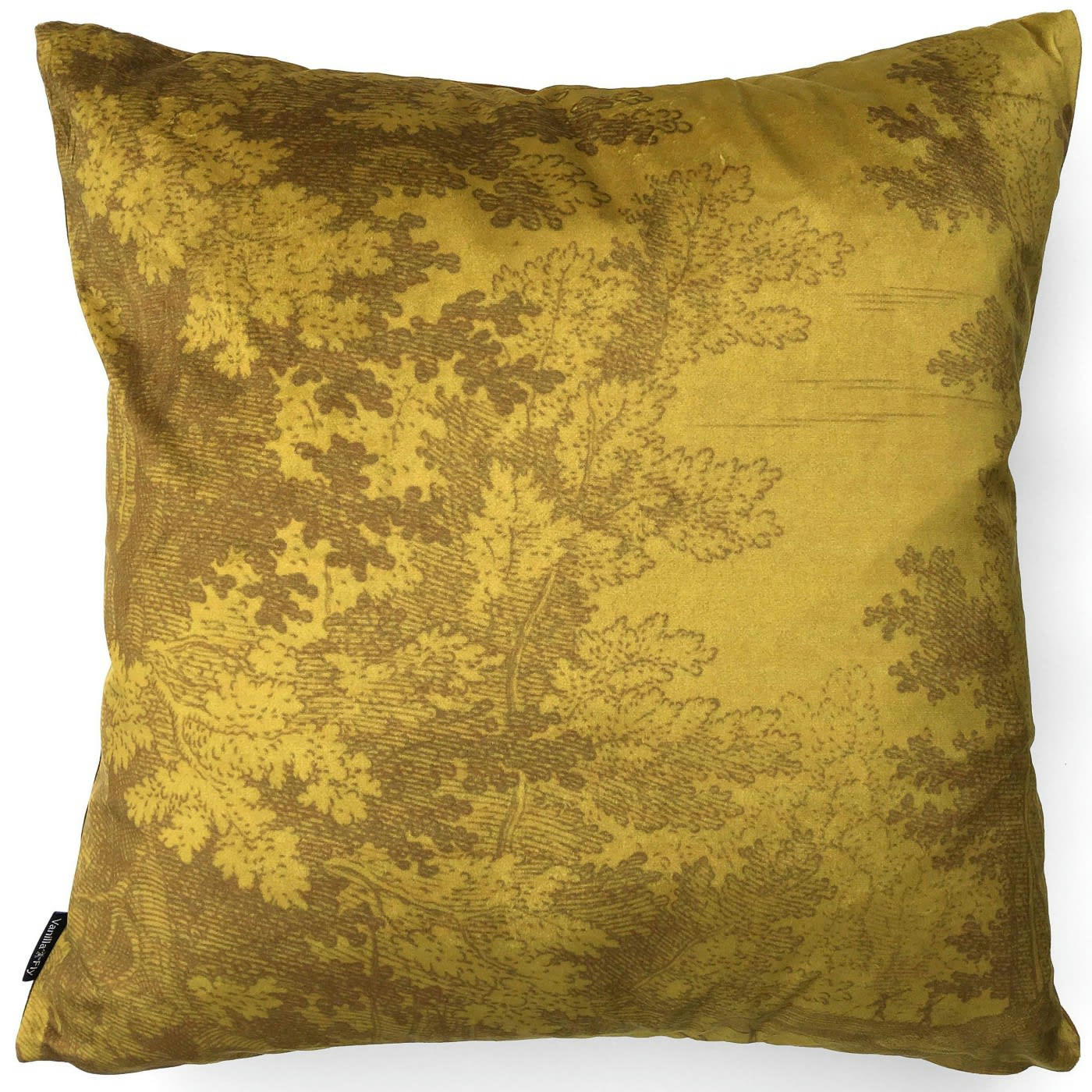 WOODS - Coussin velours jaune moutarde 50x50