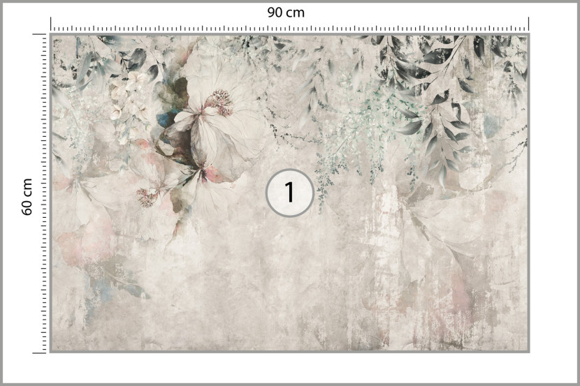 Fototapeta Delikatne Liście Na Betonie 90x60cm