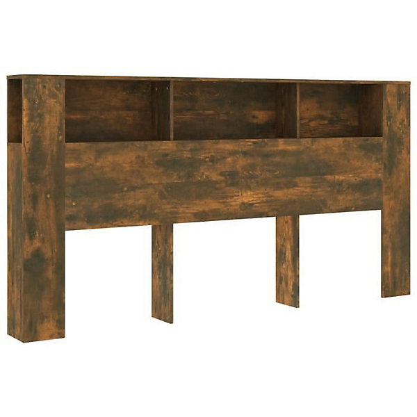 ANSELF Tête de lit avec Rangement,Tete de lit Bois,Design Mural,Espace de Rangement,Chêne fumé 200x18,5x104,5 cm