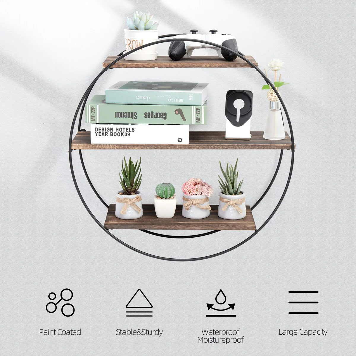 3 Tier Circle Round Decorative Wall-mounted Storage Display Shelves