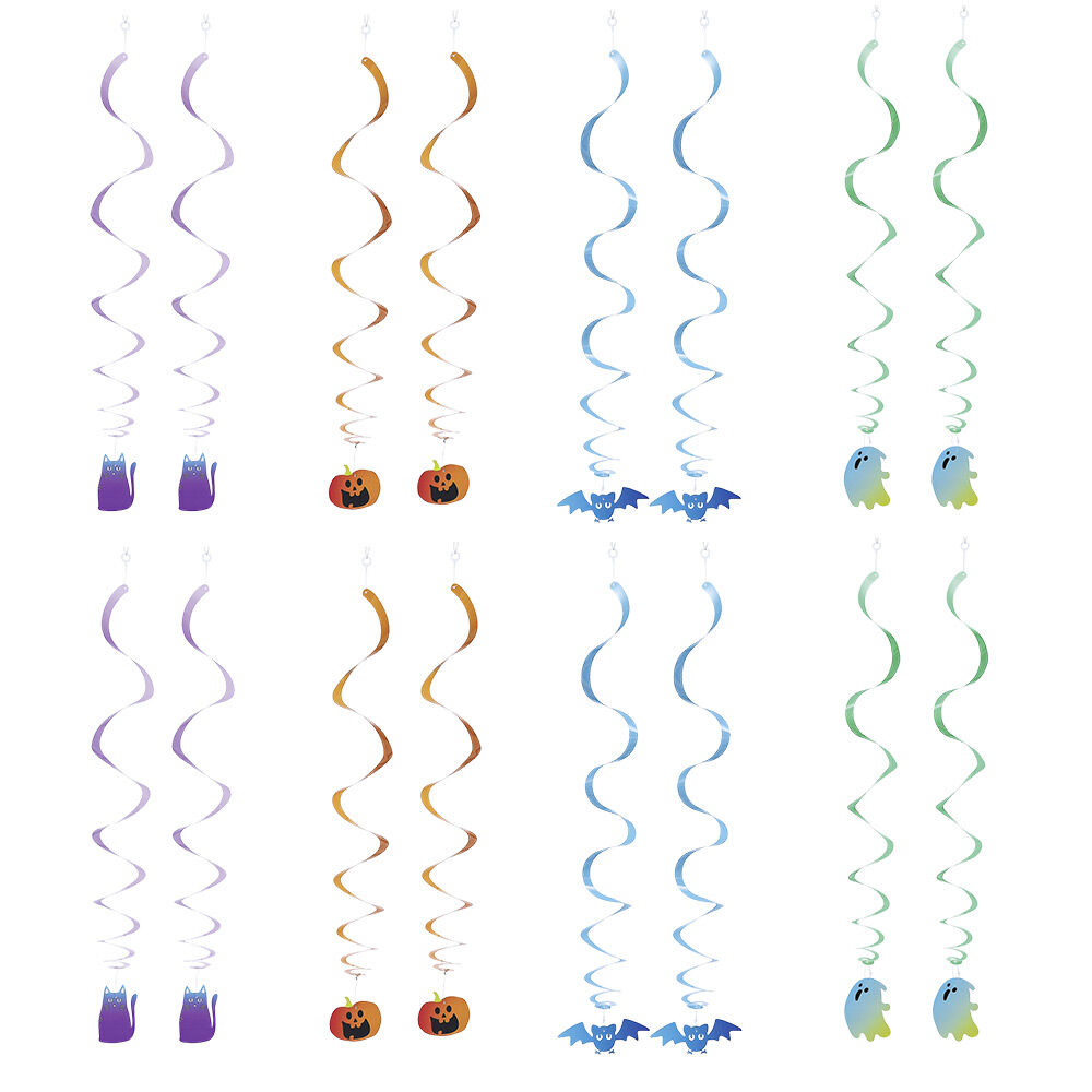 Suspension papier Halloween chat citrouille fantôme multicolore x8
