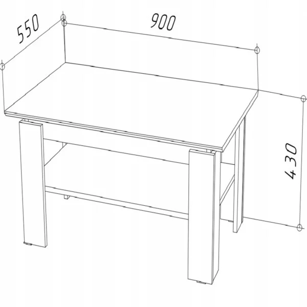 Ława stolik kawowy CR3-STERN 90cm grafit-wotan z półką do pokoju biura