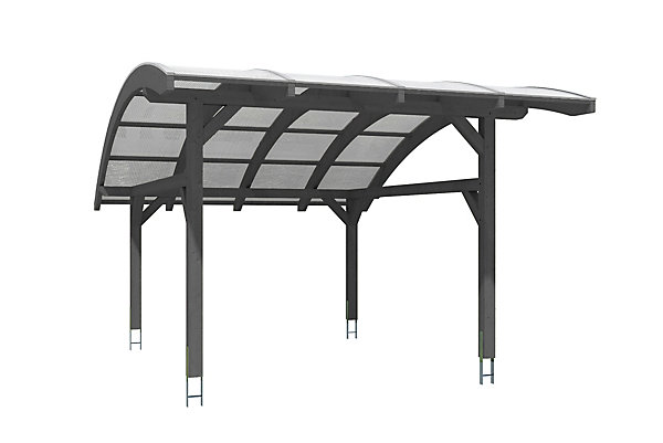 Carport SKAN HOLZ Schwaben 434x630cm, bois lamellé-collé, traitement coloré gris ardoise