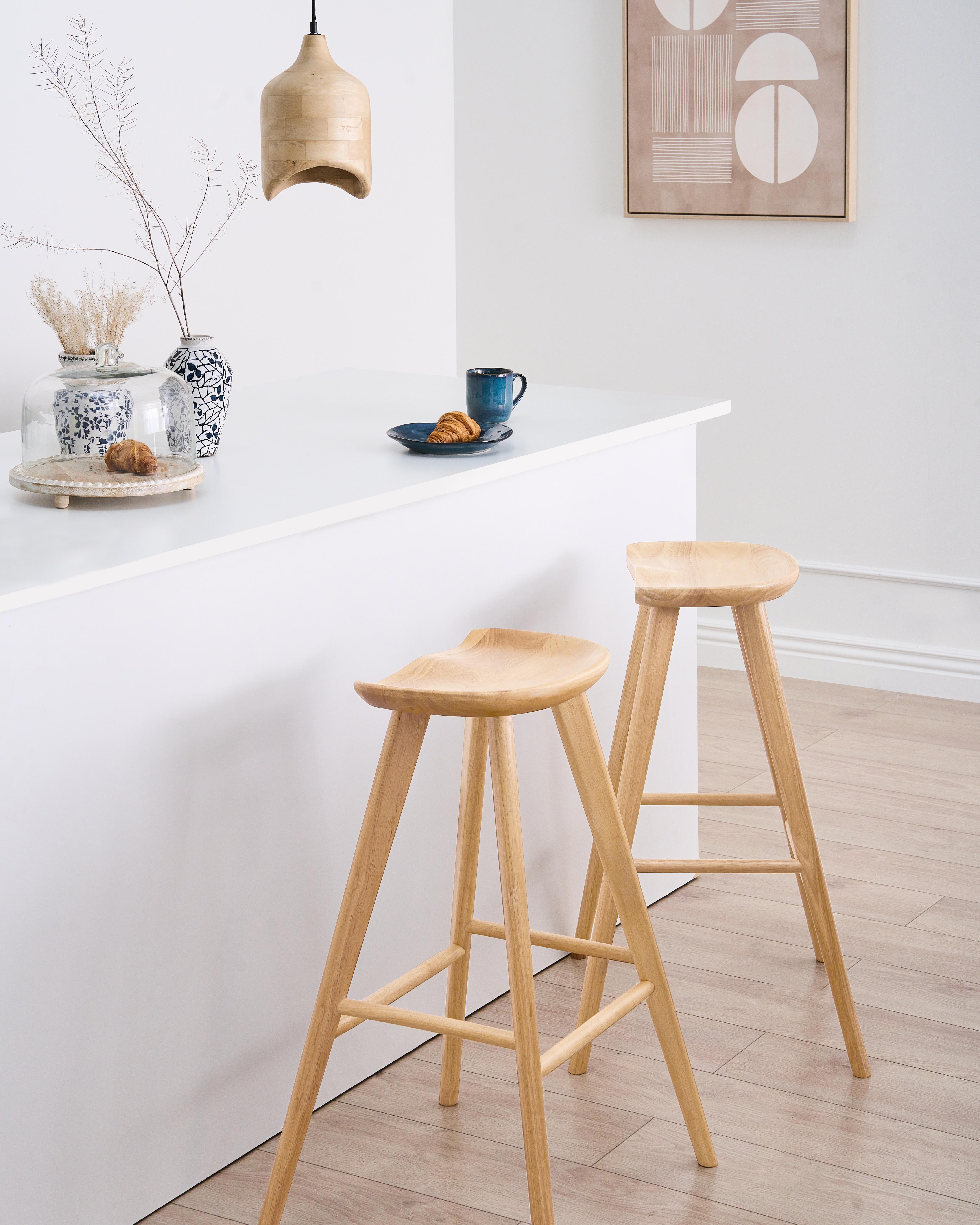 Set of 2 Bar Stools CANDO Light Brown