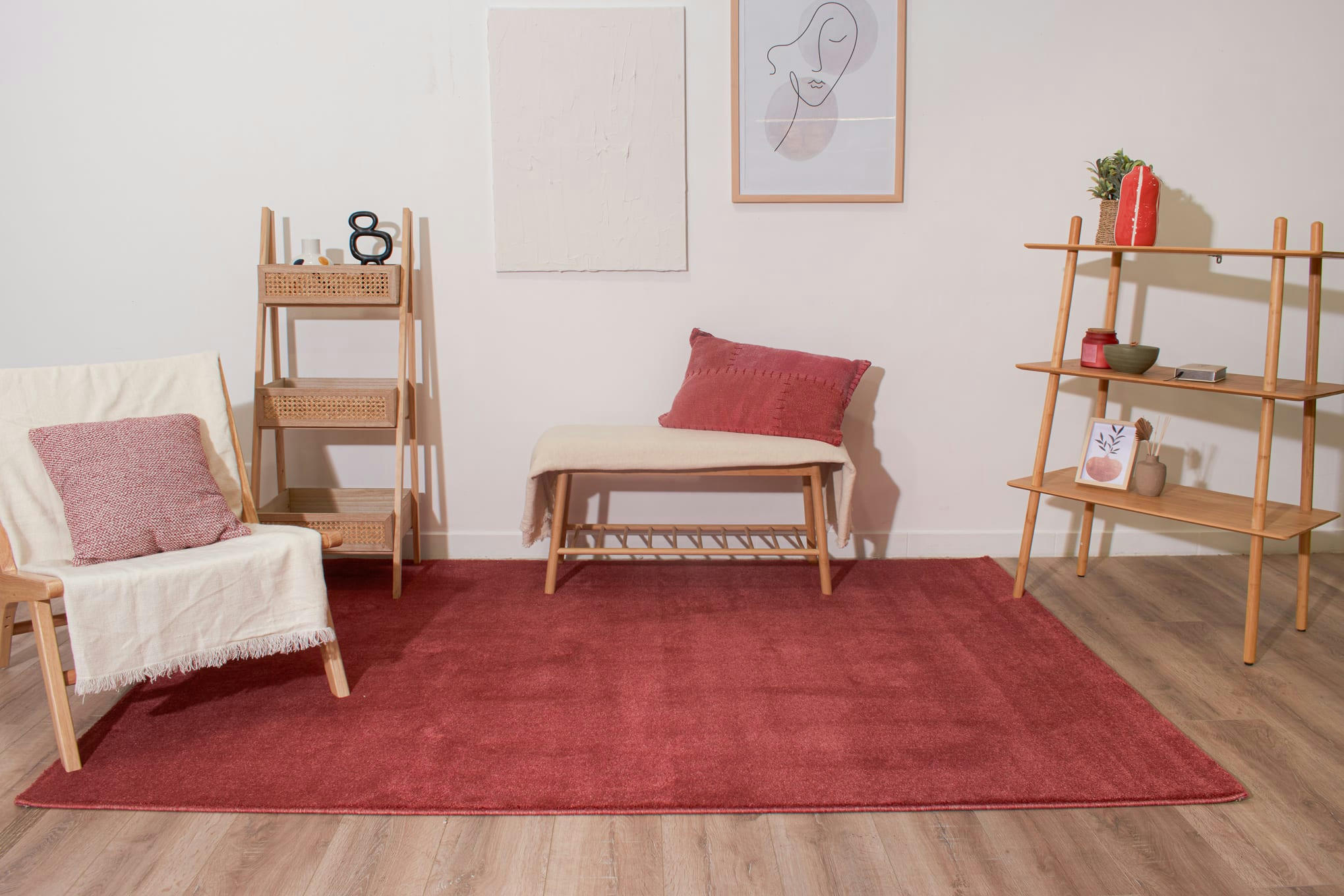 MEMPHIS - Tapis uni à poils ras - rouge - 120x160 cm