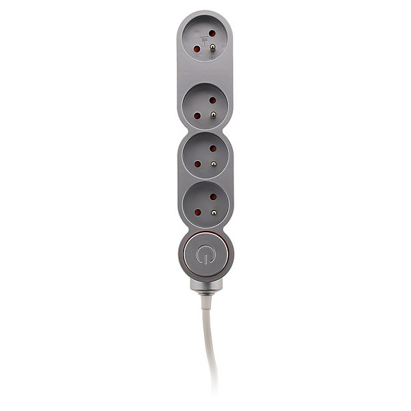 Bloc Home 4 prises 16A 2P T câble 1,5m - Argent - Zenitech