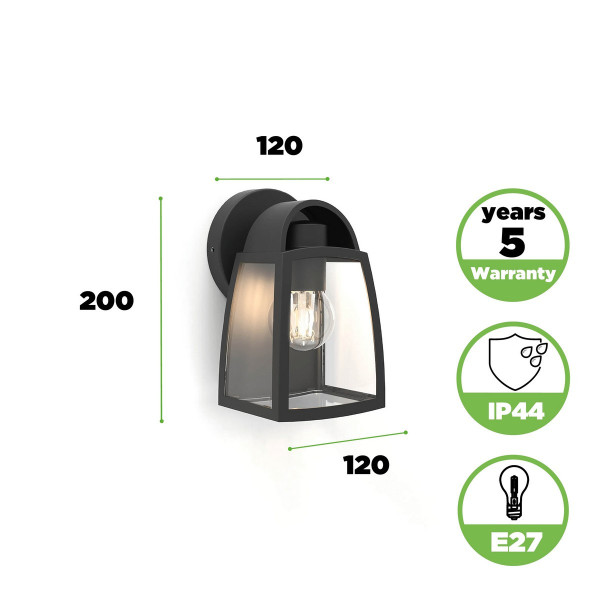 Kinkiet zewnętrznyczarno-biały KELSEY 1xE27x40W IP44 Lutec