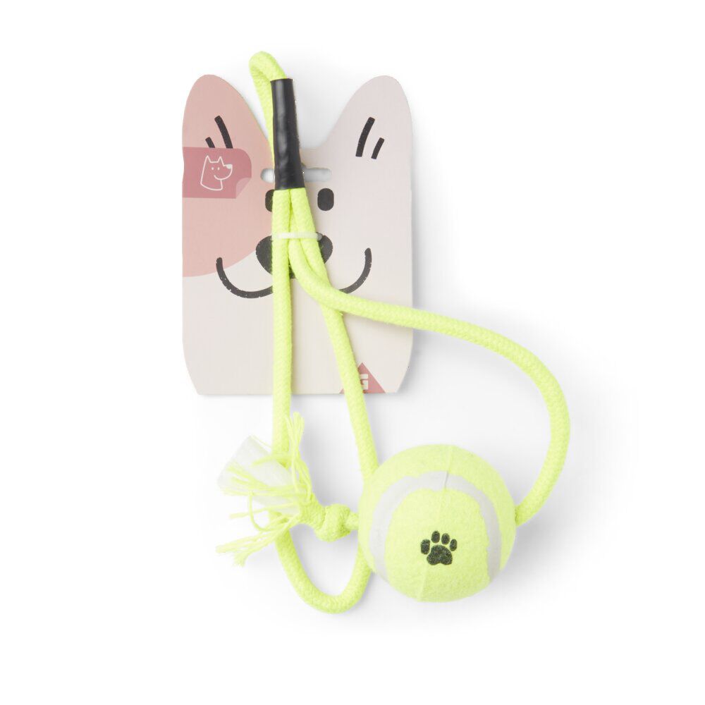 Jouet pour chien corde avec balle de tennis L.66cm