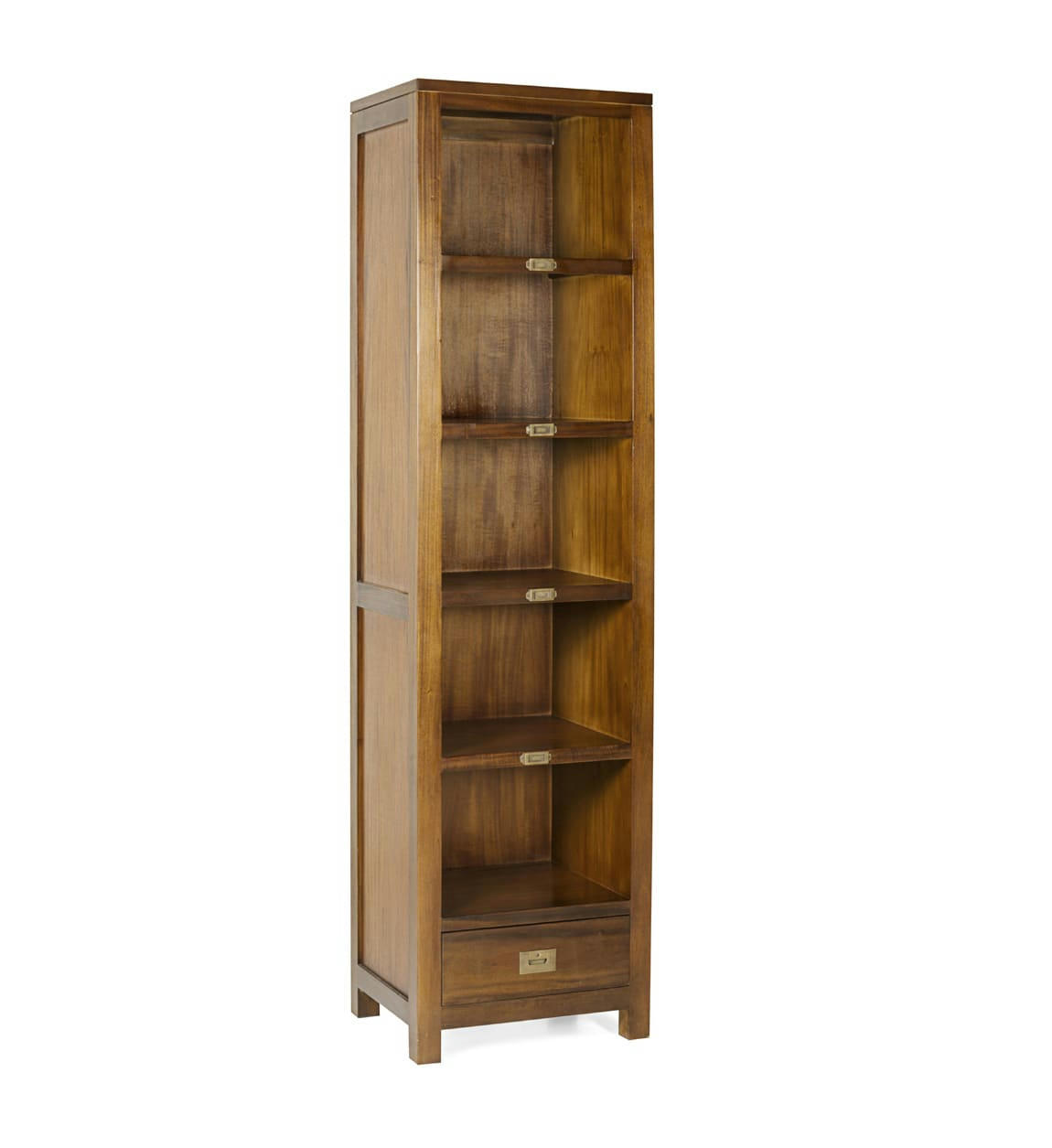 FLAMINGO - Bibiothèque en bois d'acajou marron 5 niches 1 tiroir, H 190 cm