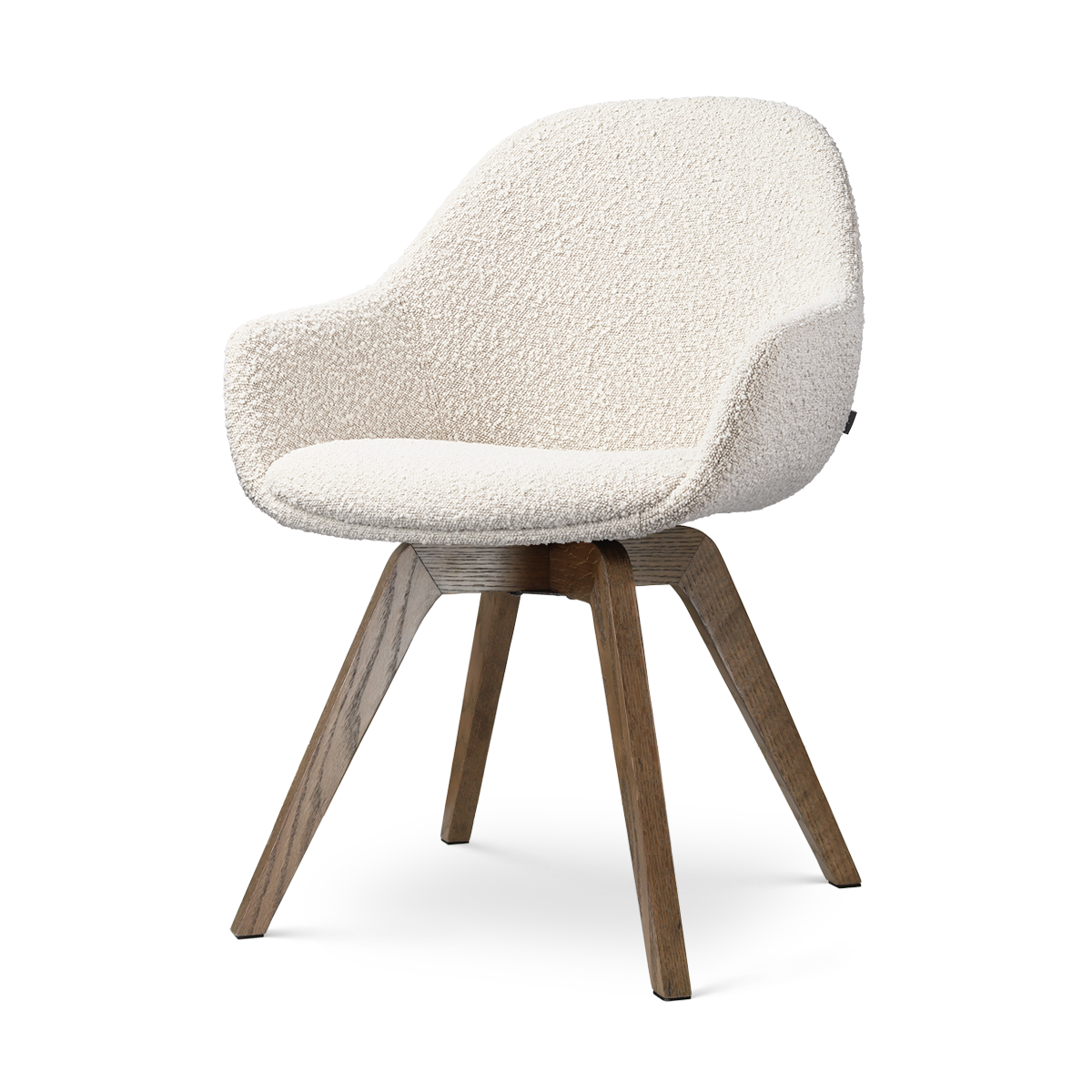 Nolon Noor-Mae draaibare eetkamerstoel bouclé beige - walnoot houten onderstel
