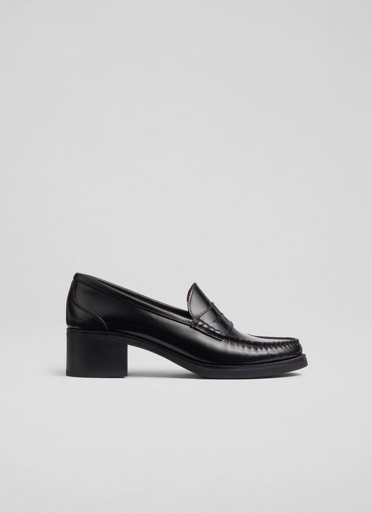 Manon Black Heel Loafer Court