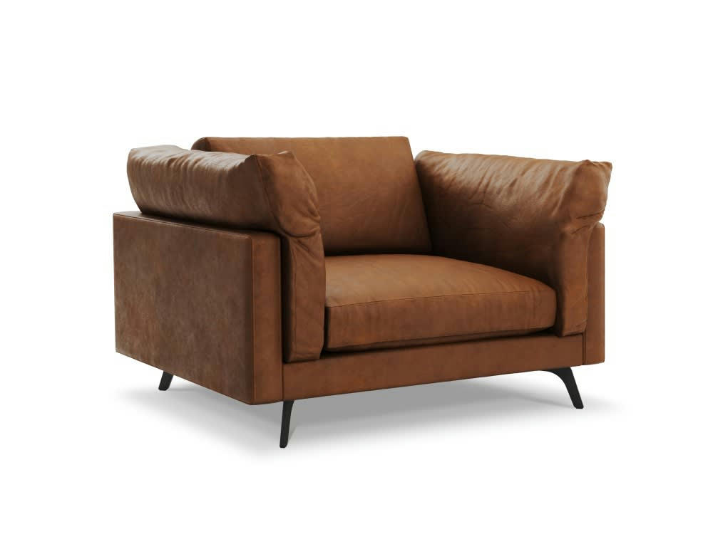 CAMILLE - Fauteuil 1 place XL en cuir marron