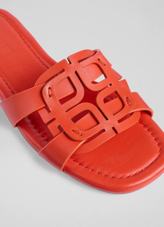 Casper Orange Leather Flats