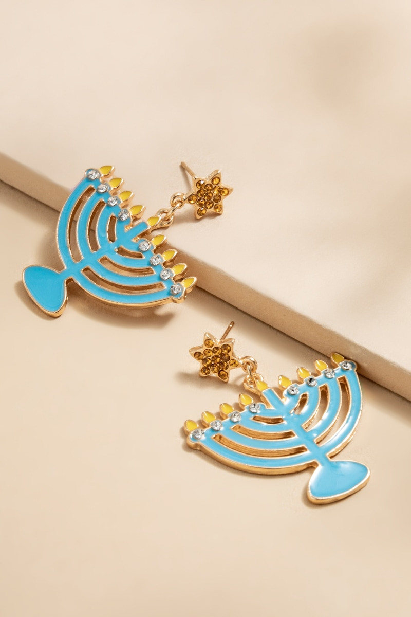 Simone Menorah Drop Earrings