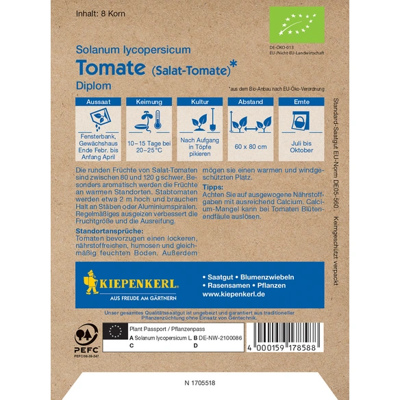 Salat-Tomate, Solanum lycopersicum, Bio-Qualität, Saatgut