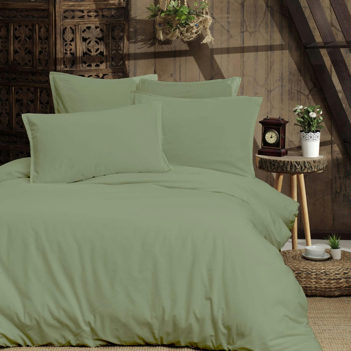 STUDIO - Housse de couette en coton  sauge 260x240 cm