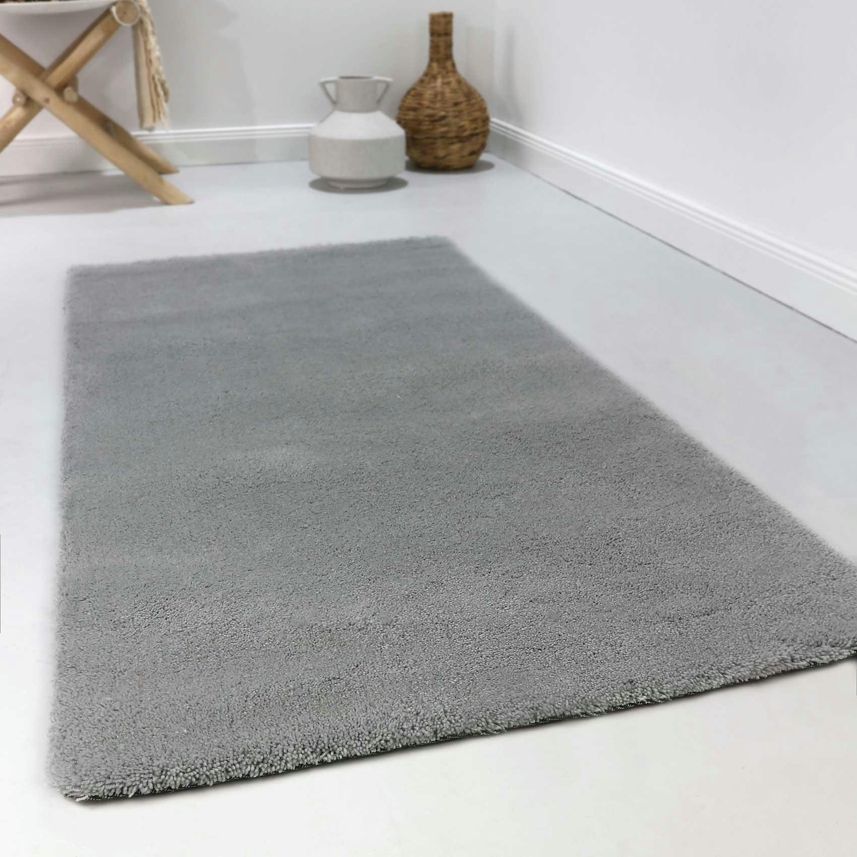 GREENWOOD RUG - Tapis à poil court pure laine vierge gris clair 120x180