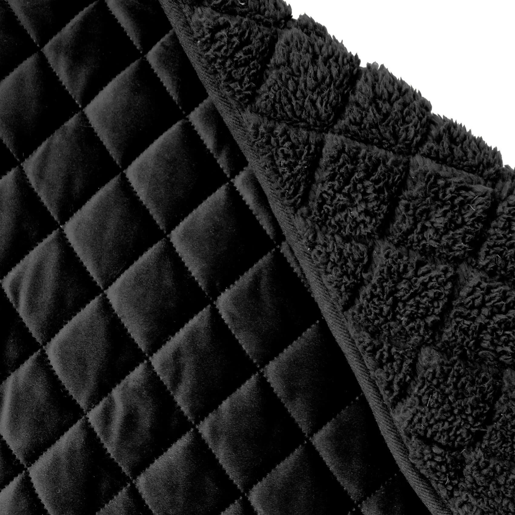 - Plaid en velours et sherpa polyester/velours noir 125x150 cm