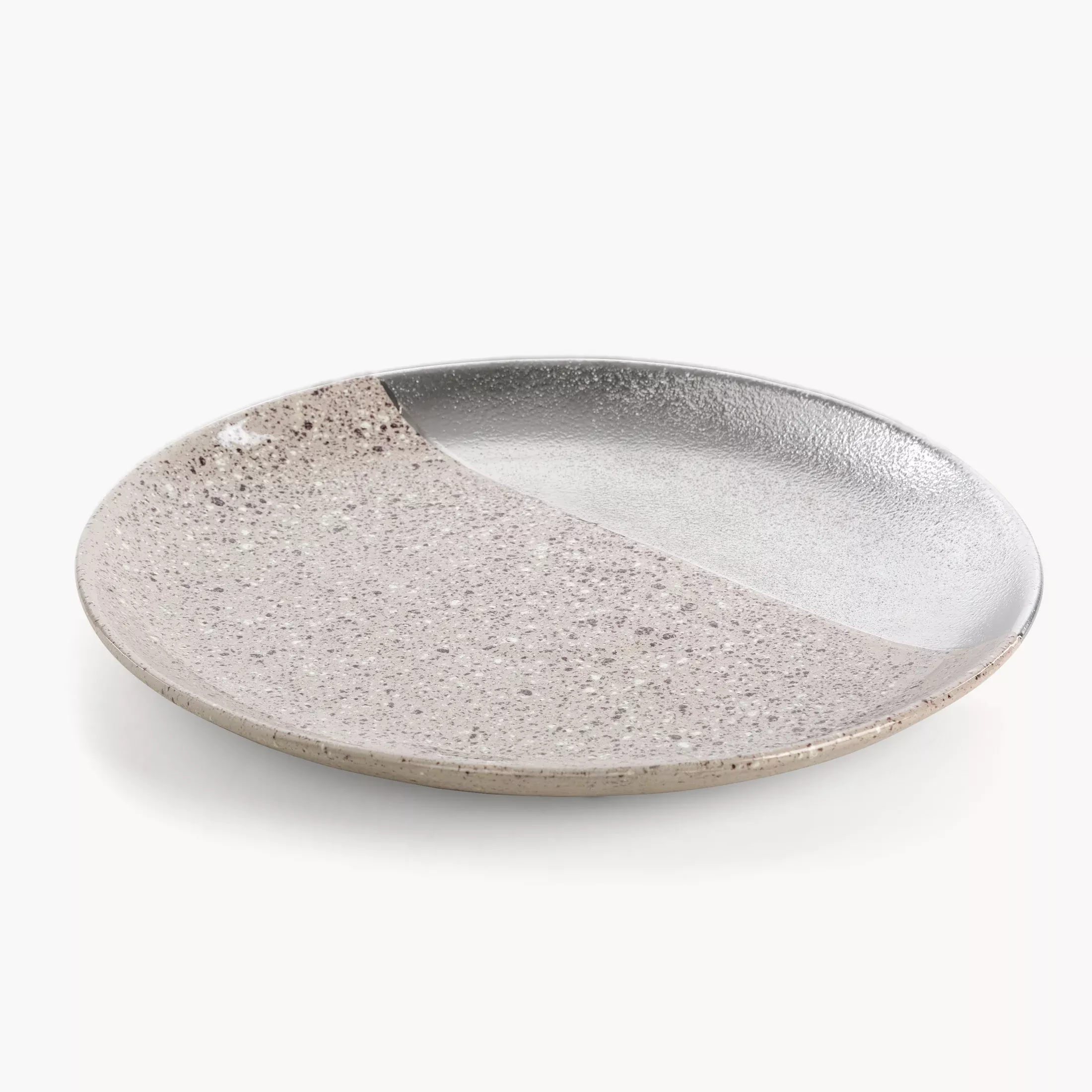 Patera dekoracyjna srebrna łącząca dwie kontrastujące powierzchnie 35x4 cm LAILA