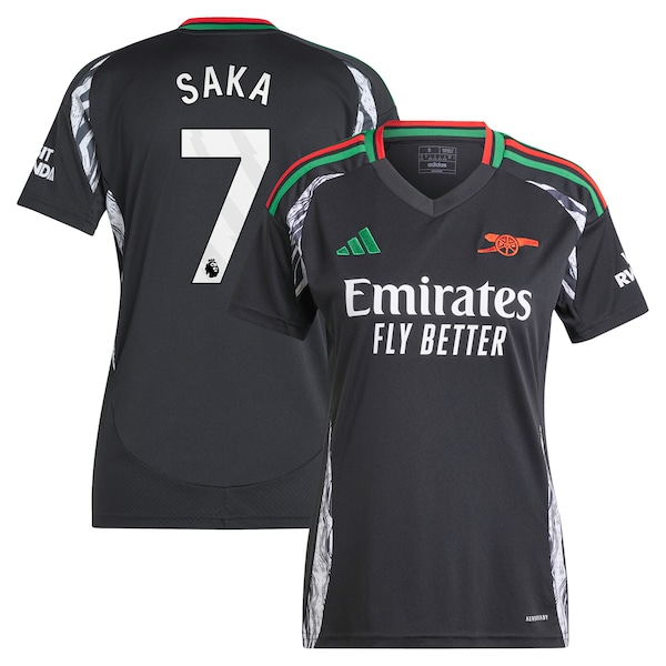 Bukayo Saka Arsenal adidas Women's 2024/25 Away Replica Player Jersey - Black
