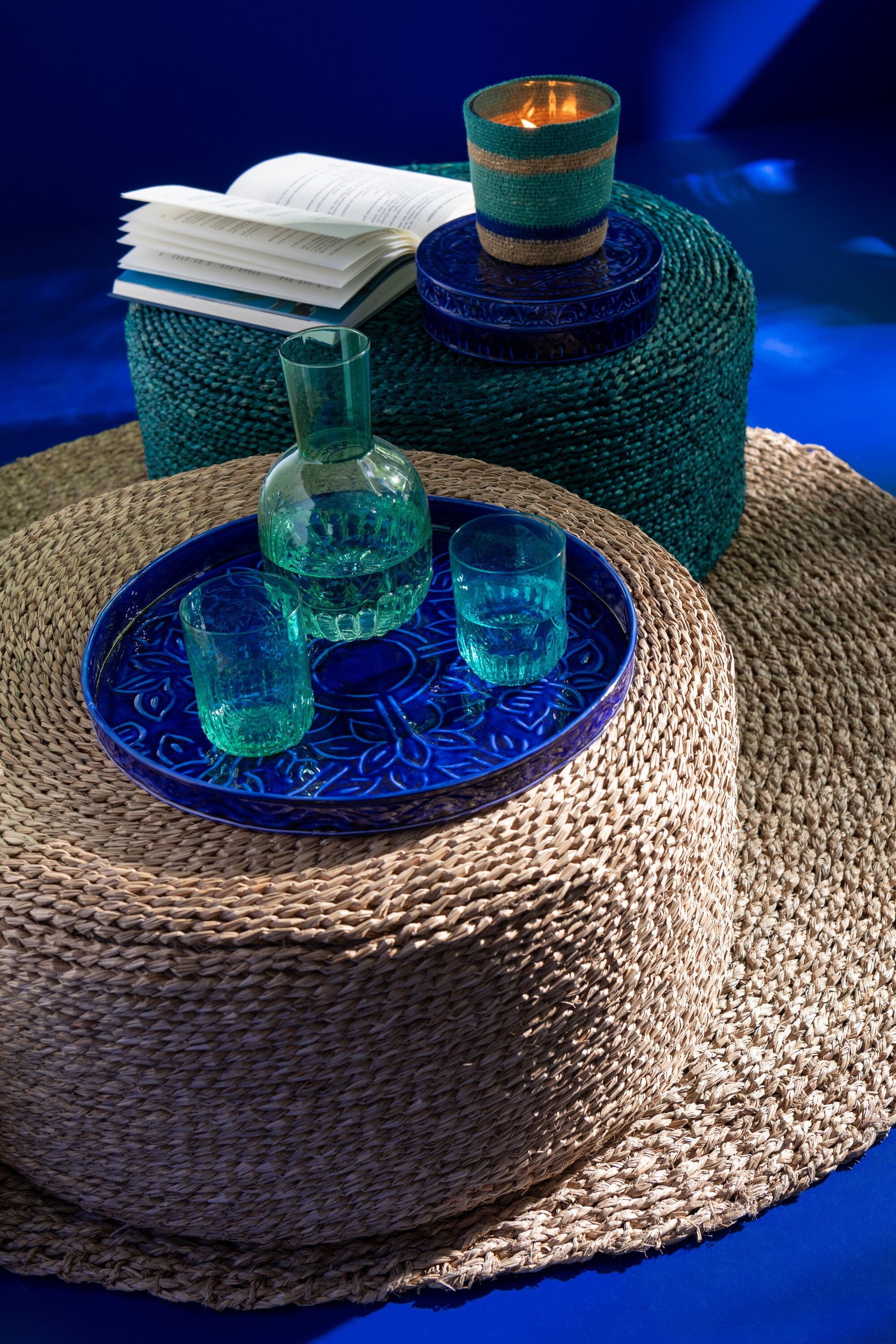 J-Line karaf   glas Maya - glas - turquoise