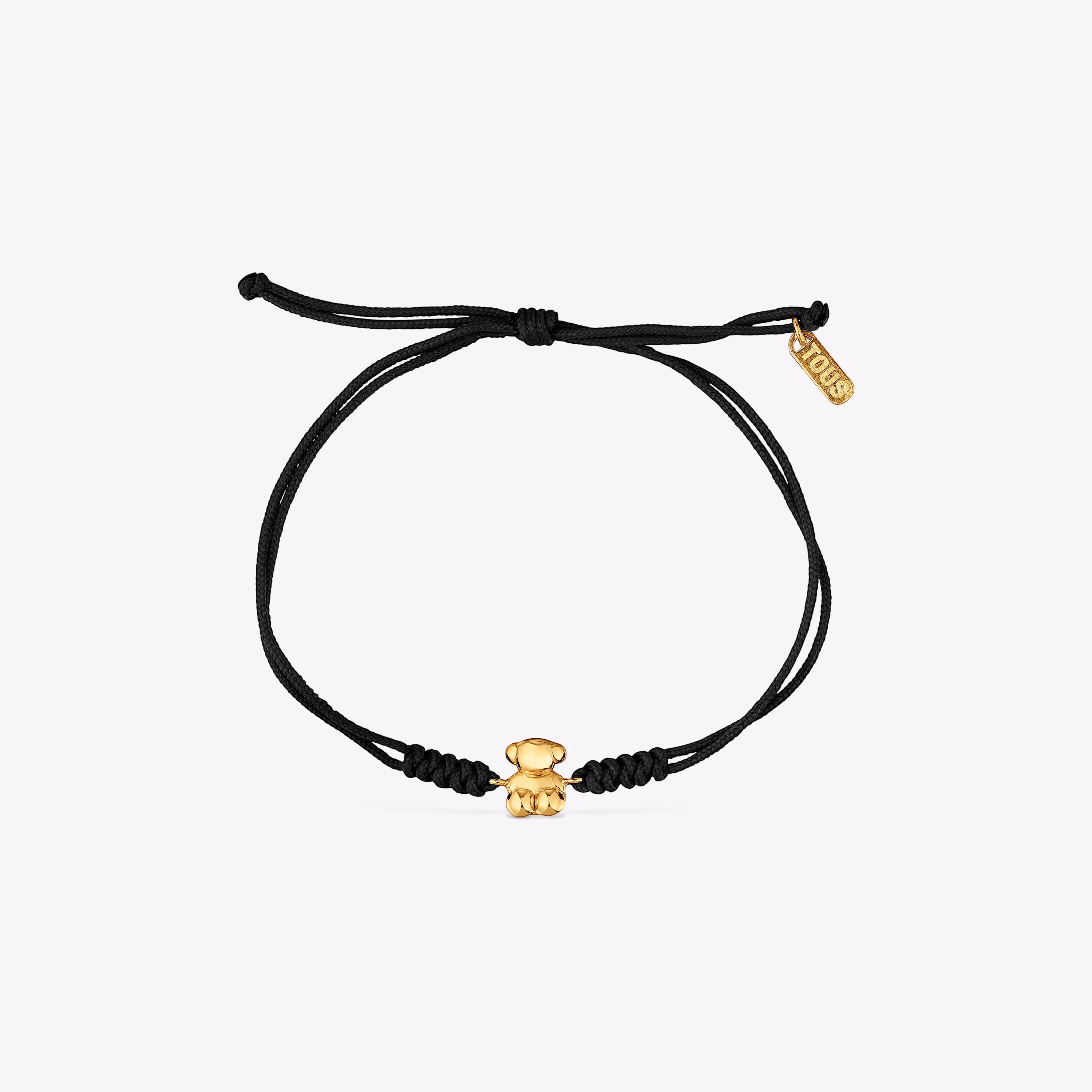 Pulsera de nylon y oso de oro en color negro Bold Bear