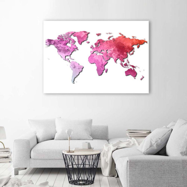 Feeby Obraz na płótnie Różowa mapa świata 60x40