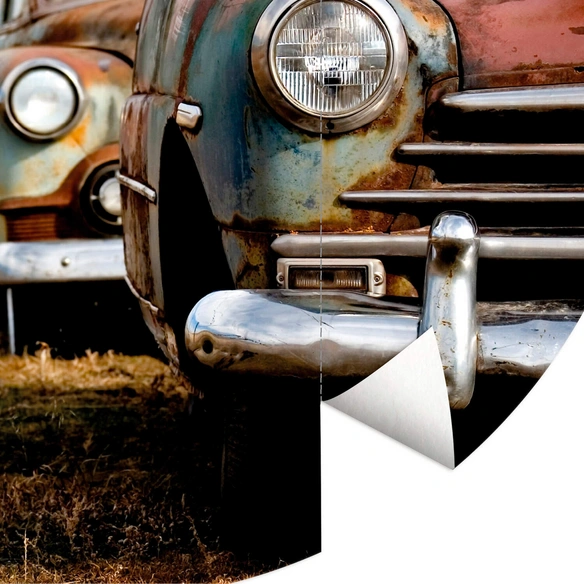 Vliestapete »Runde Vliestapete«, Vintage Oldtimer Auto VW Käfer, mehrfarbig, matt