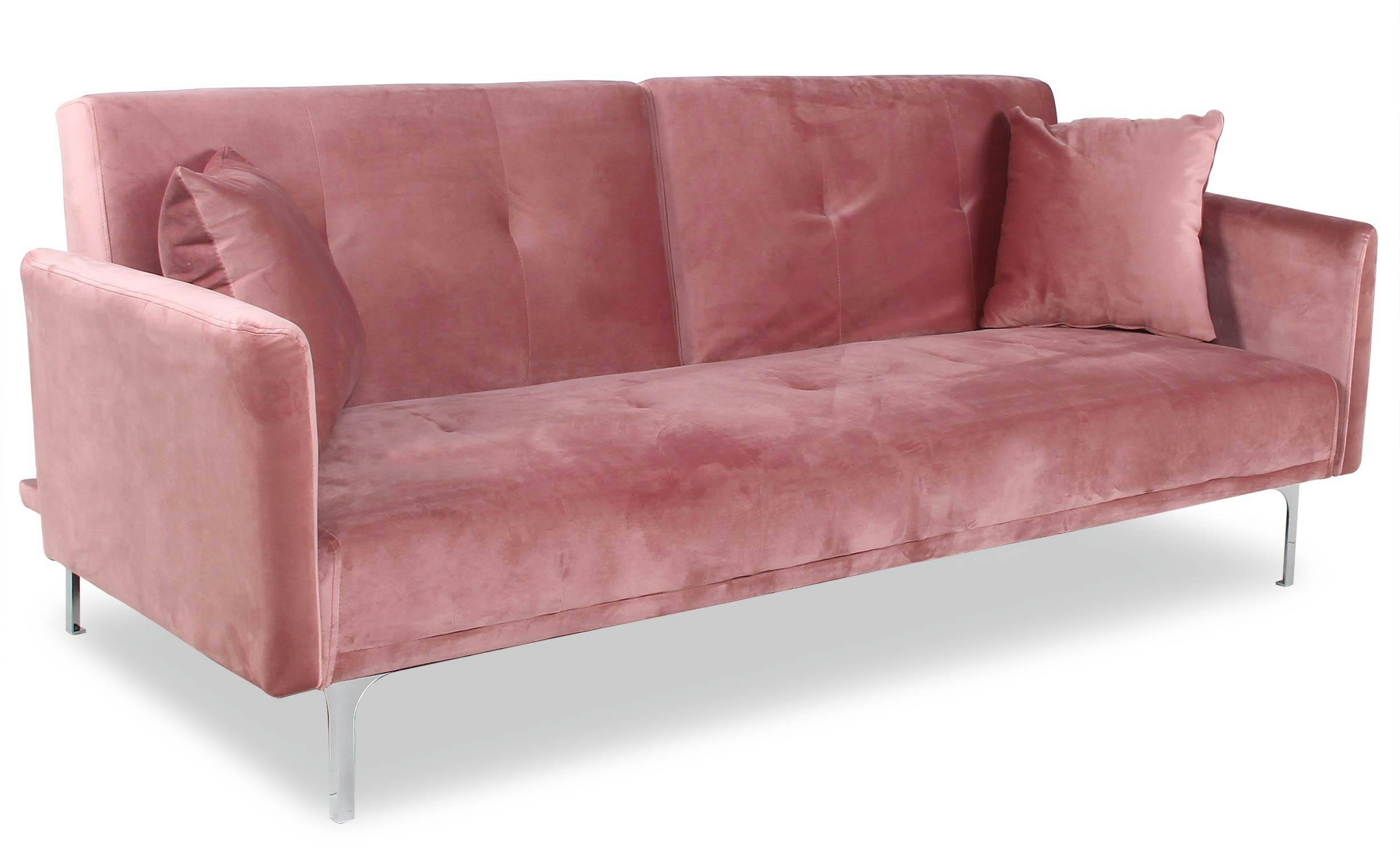 CARLA - Canapé convertible clic-clac 3 places velours rose