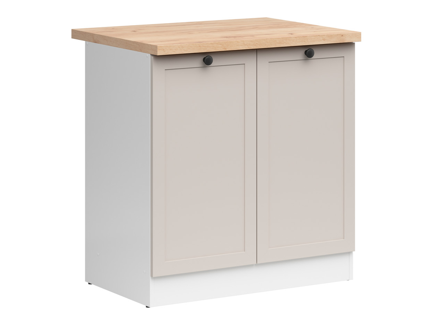 Szafka kuchenna dolna Junona Line 80 cm dwudrzwiowa biał/uni kaszmir z blatem