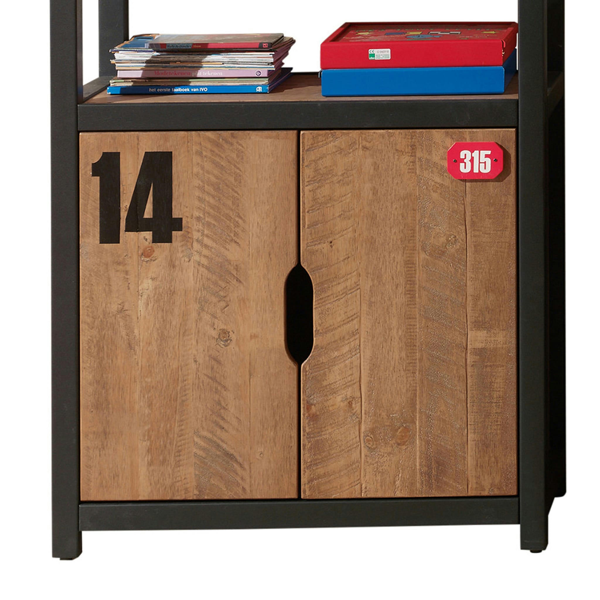 - Bilbliothèque à etagères bois naturel